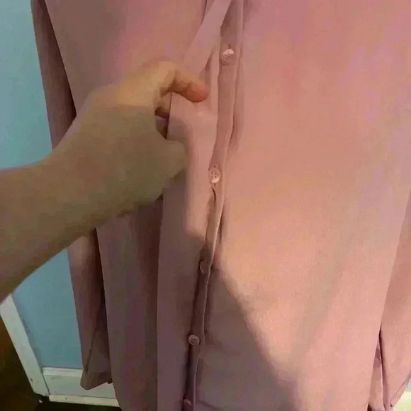 Vintage Pendleton Classic Mauve/Pink Polyester Top Ruched Button Neck Blouse 12 - Picture 3 of 8